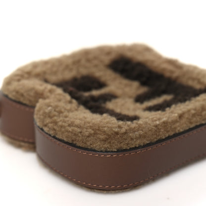 Fendi Shearling Vitello Dolce Macro FF 1974 Dice Bag Charm Multicolor Brown 9 of 10