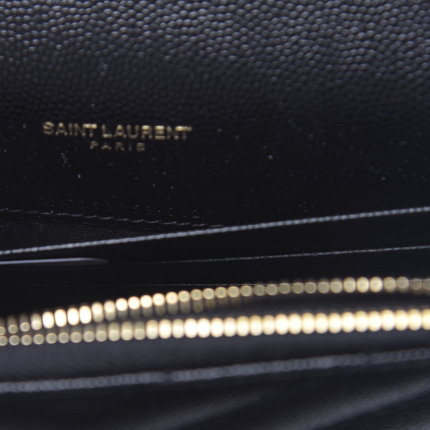 Saint Laurent Grain De Poudre Matelasse Chevron Monogram Envelope Chain Wallet Black 7 of 11