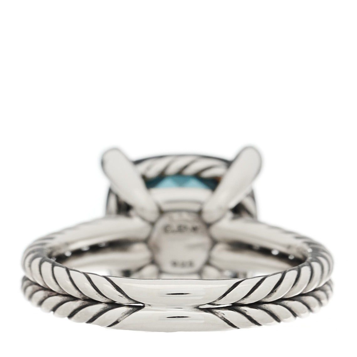 Sterling Silver Diamond Hampton Blue Topaz 11mm Chatelaine Ring 54 7