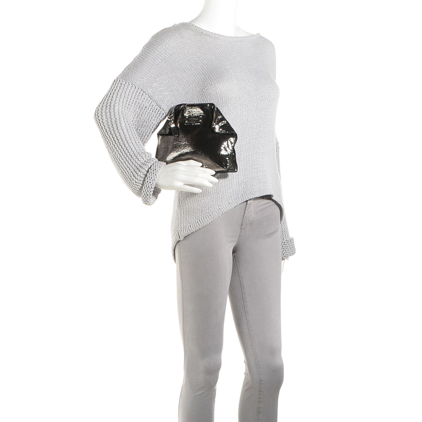 Textured Leather De Manta Cosmetic Case Silver