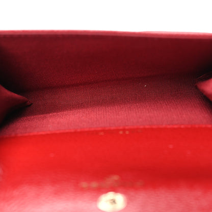 Chanel Caviar Camellia Embossed Card Holder Wallet Red 5 of 9