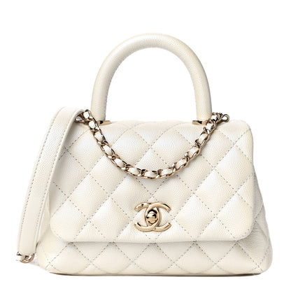 Chanel Iridescent Caviar Quilted Extra Mini Coco Handle Flap Ivory 1 of 10