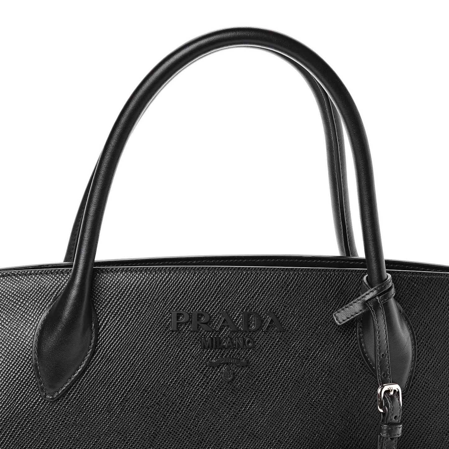 Saffiano Cuir Calfskin Large Monochrome Top Handle Tote Black