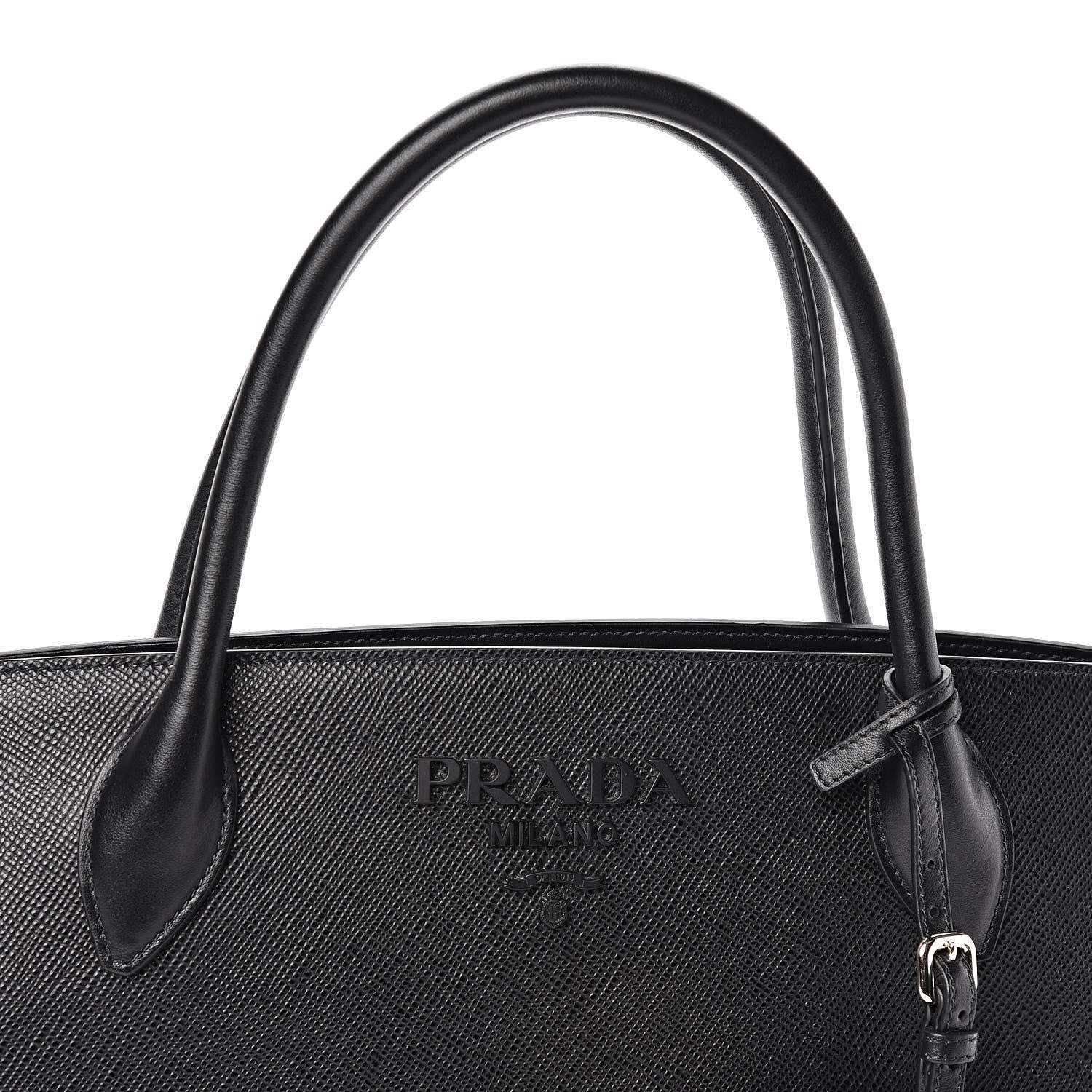 Prada Saffiano Cuir Calfskin Large Monochrome Top Handle Tote Black 8 of 13