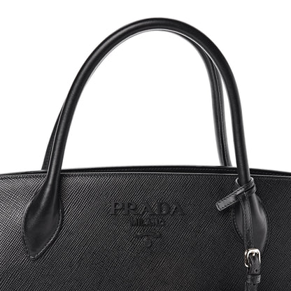 Prada Saffiano Cuir Calfskin Large Monochrome Top Handle Tote Black 8 of 13