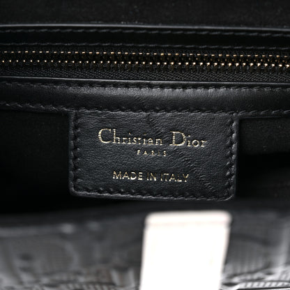 Christian Dior Calfskin Embossed Oblique Vibe Saddle Bag With Strap Black White 6 of 11