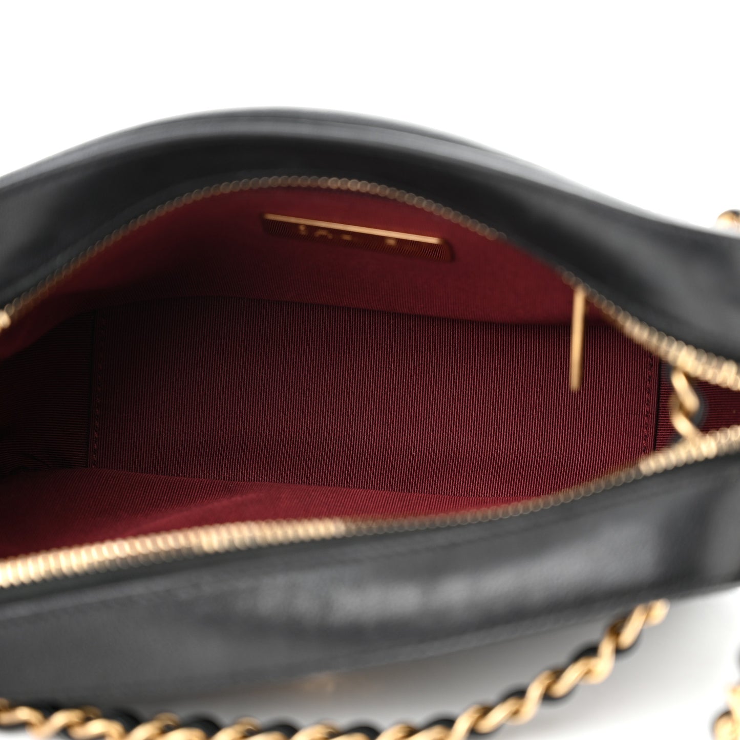 Goatskin Quilted Chanel 19 Camera Case Black