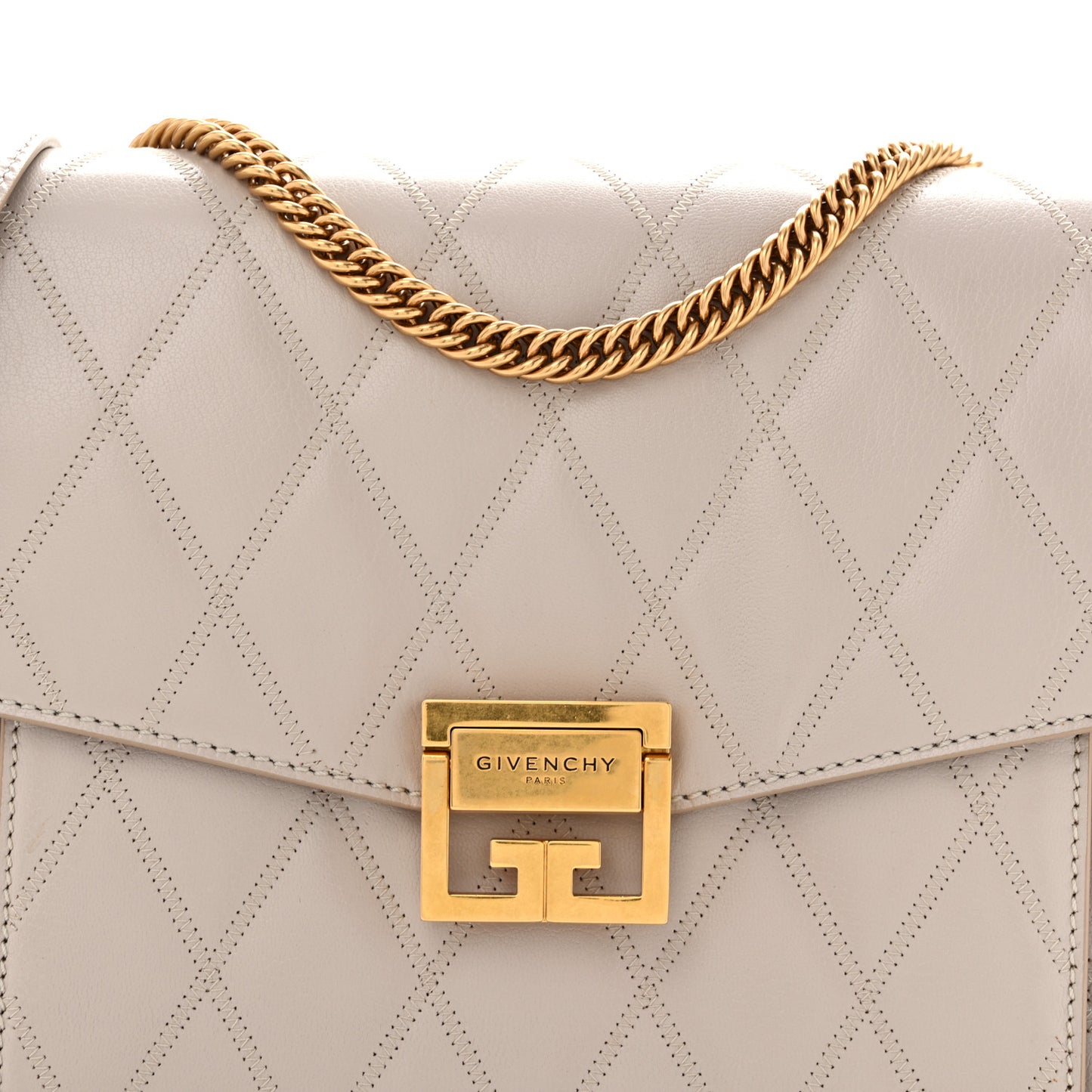 Goatskin Quilted Medium GV3 Shoulder Bag Beige