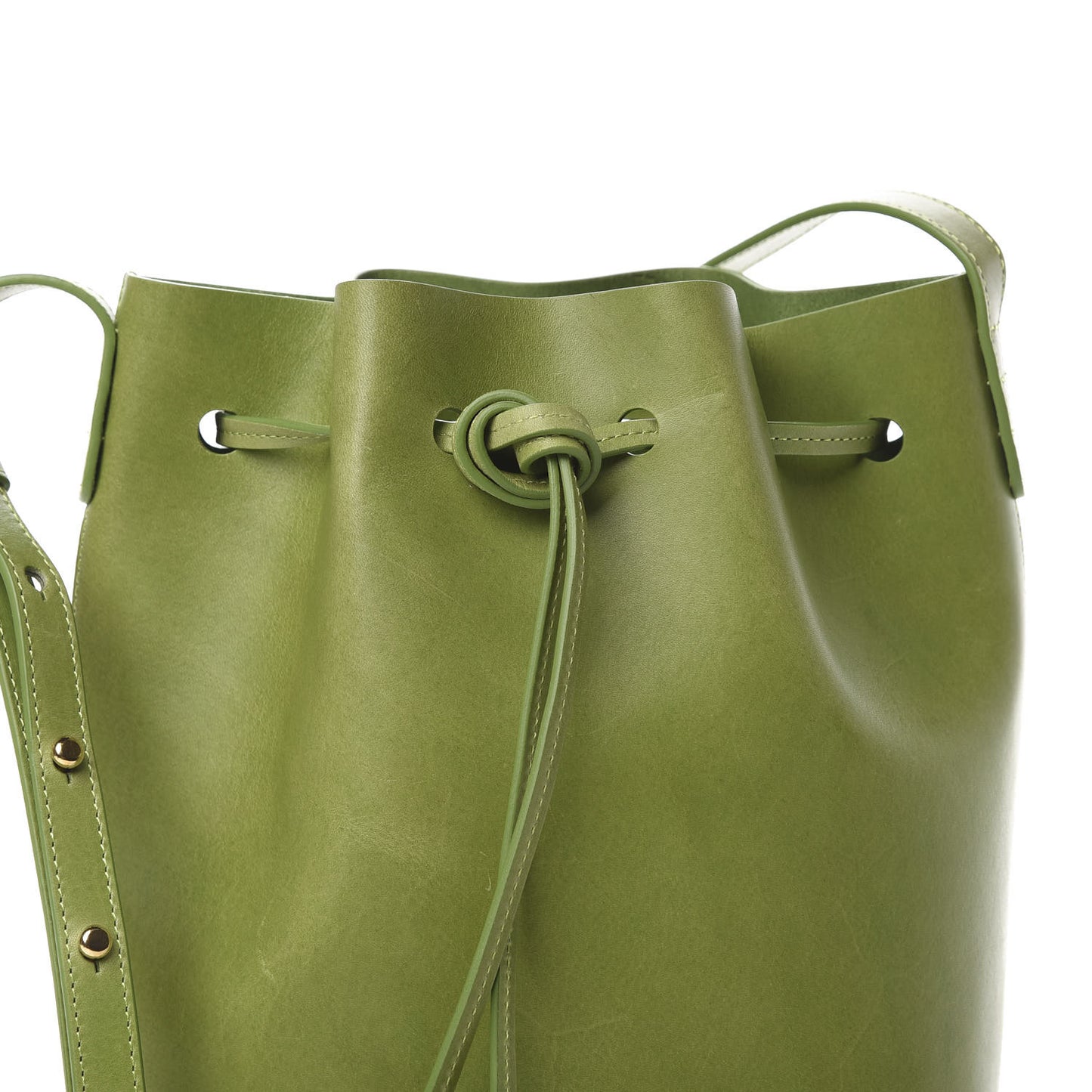 Vegetable Tanned Calfskin Mini Bucket Bag Verde Raw