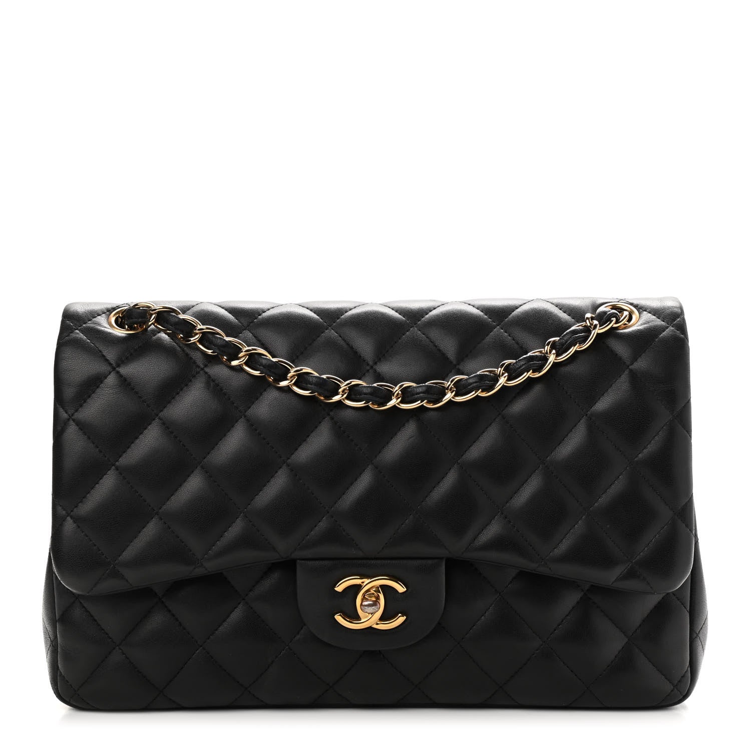Chanel Lambskin Quilted Jumbo Double Flap Black 1 of 13