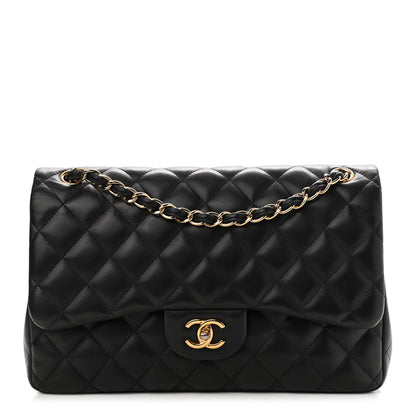 Chanel Lambskin Quilted Jumbo Double Flap Black 1 of 13