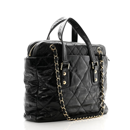 Chanel Glazed Calfskin Lambskin Quilted Portobello Tote Black 3 of 12