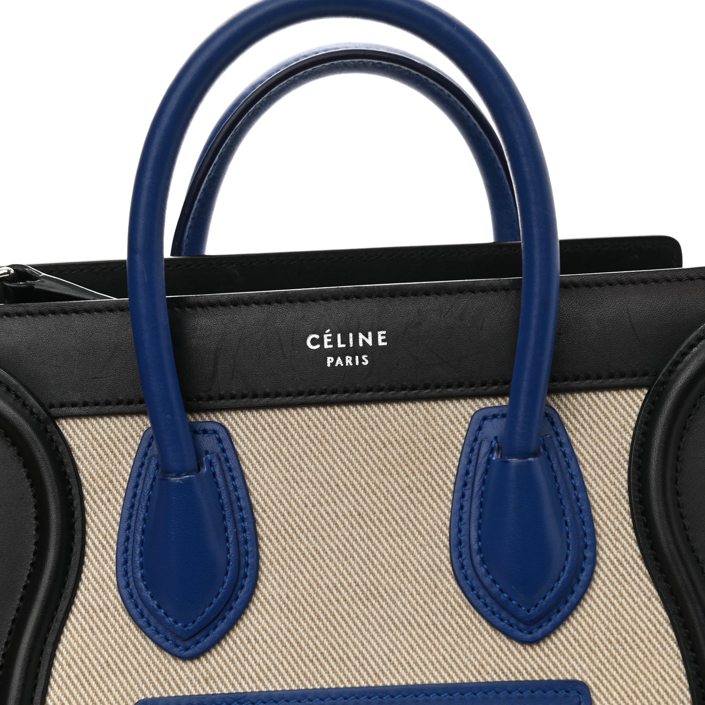 Canvas Smooth Calfskin Nano Tri-Color Luggage Natural Blue