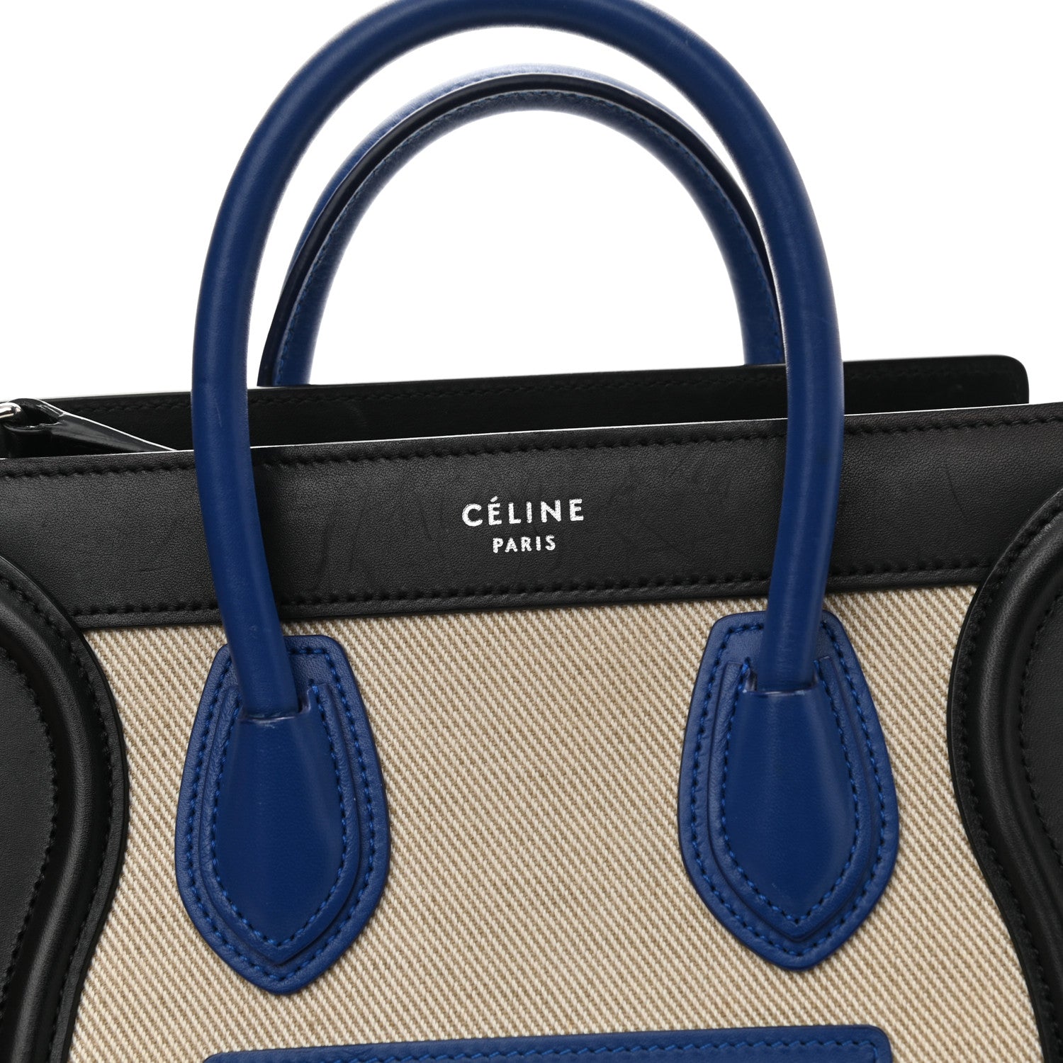 Celine Canvas Smooth Calfskin Nano Tri-Color Luggage Natural Blue 8 of 10