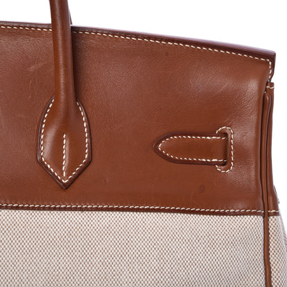 Hermes Toile Barenia Birkin 35 Fauve 33 of 45