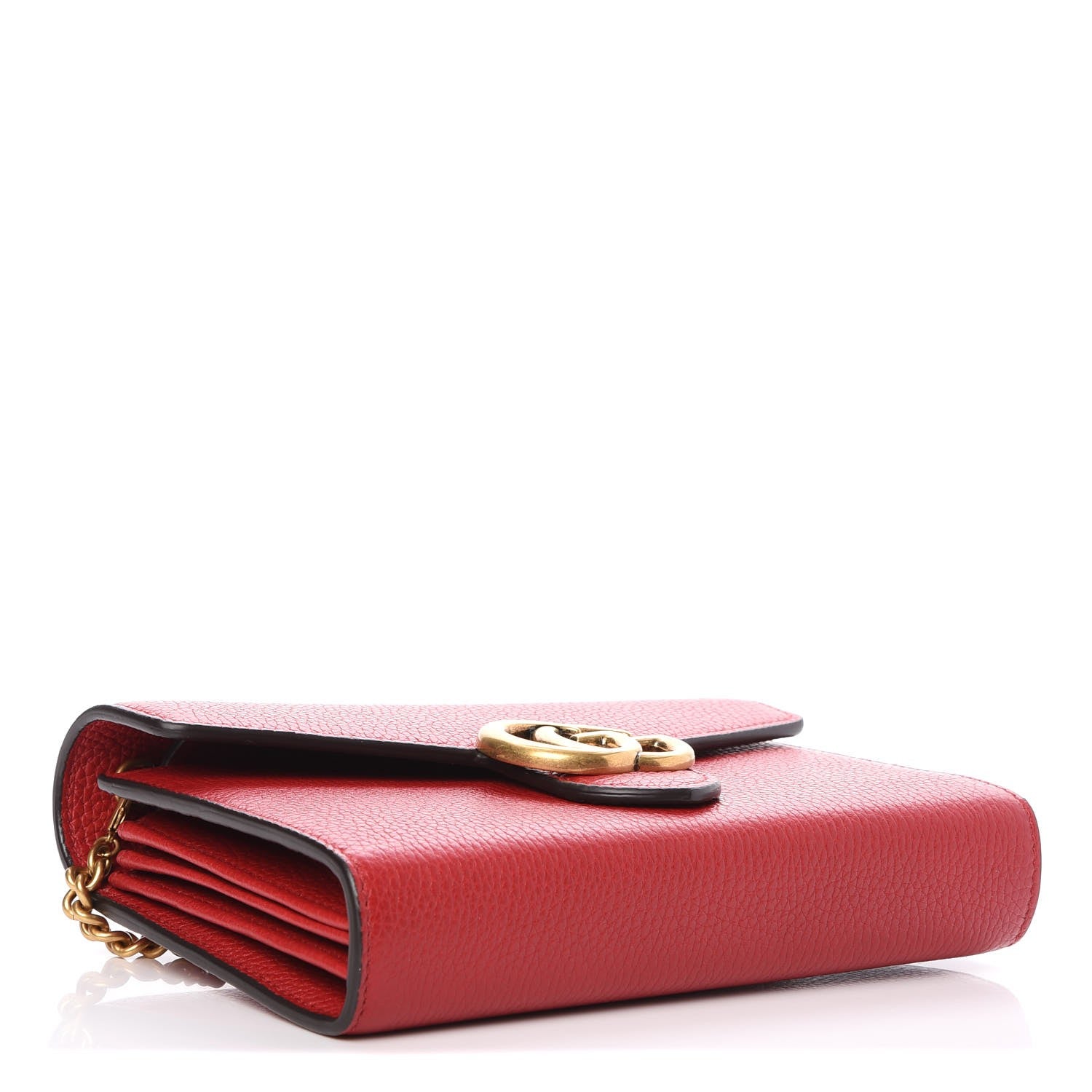 Gucci Calfskin GG Marmont Chain Wallet Vulcanic Red 4 of 8