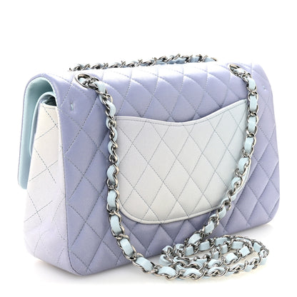 Chanel Perforated Lambskin Quilted Medium Double Flap Light Blue Light Purple White 3 of 11