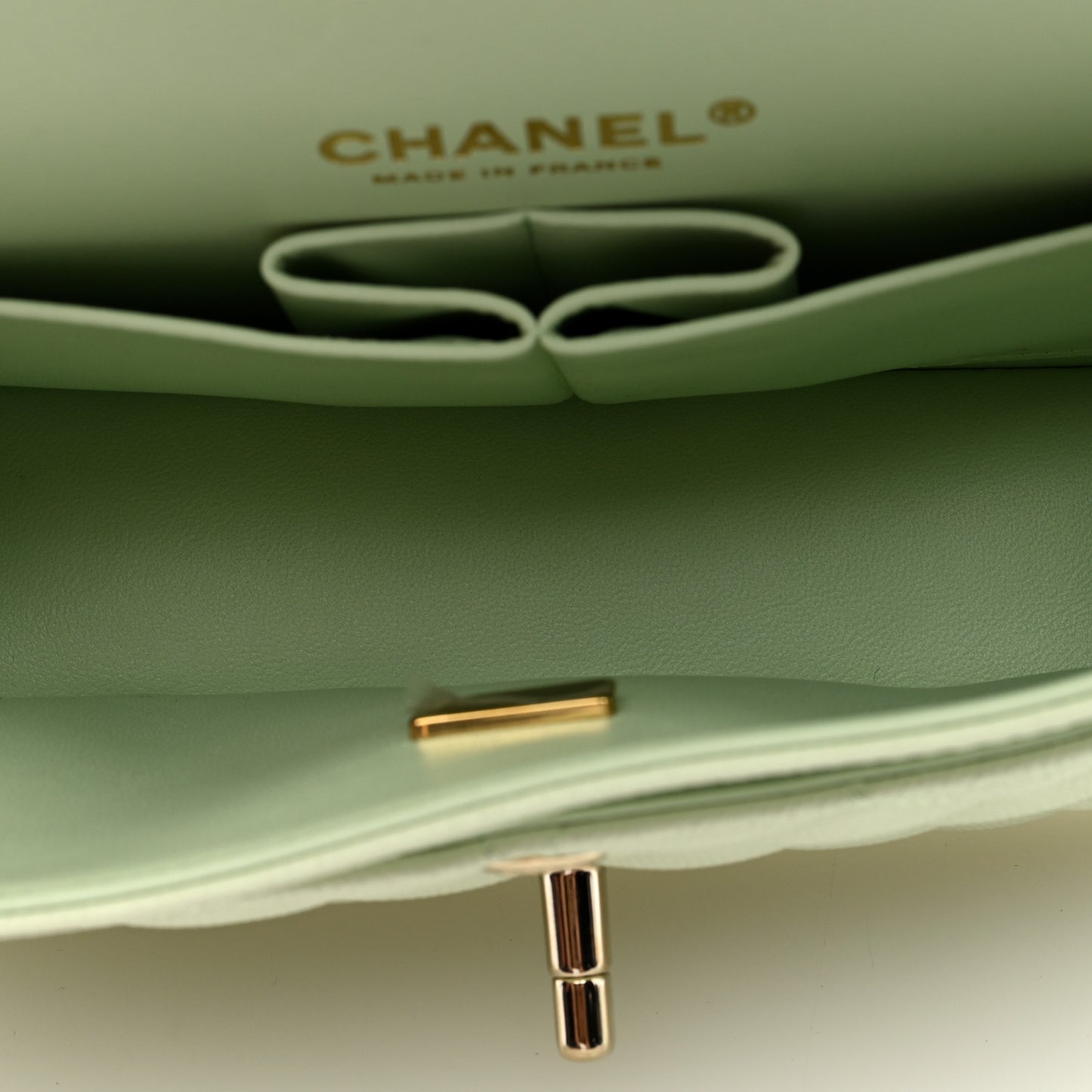 Caviar Quilted Small Double Flap Light Green