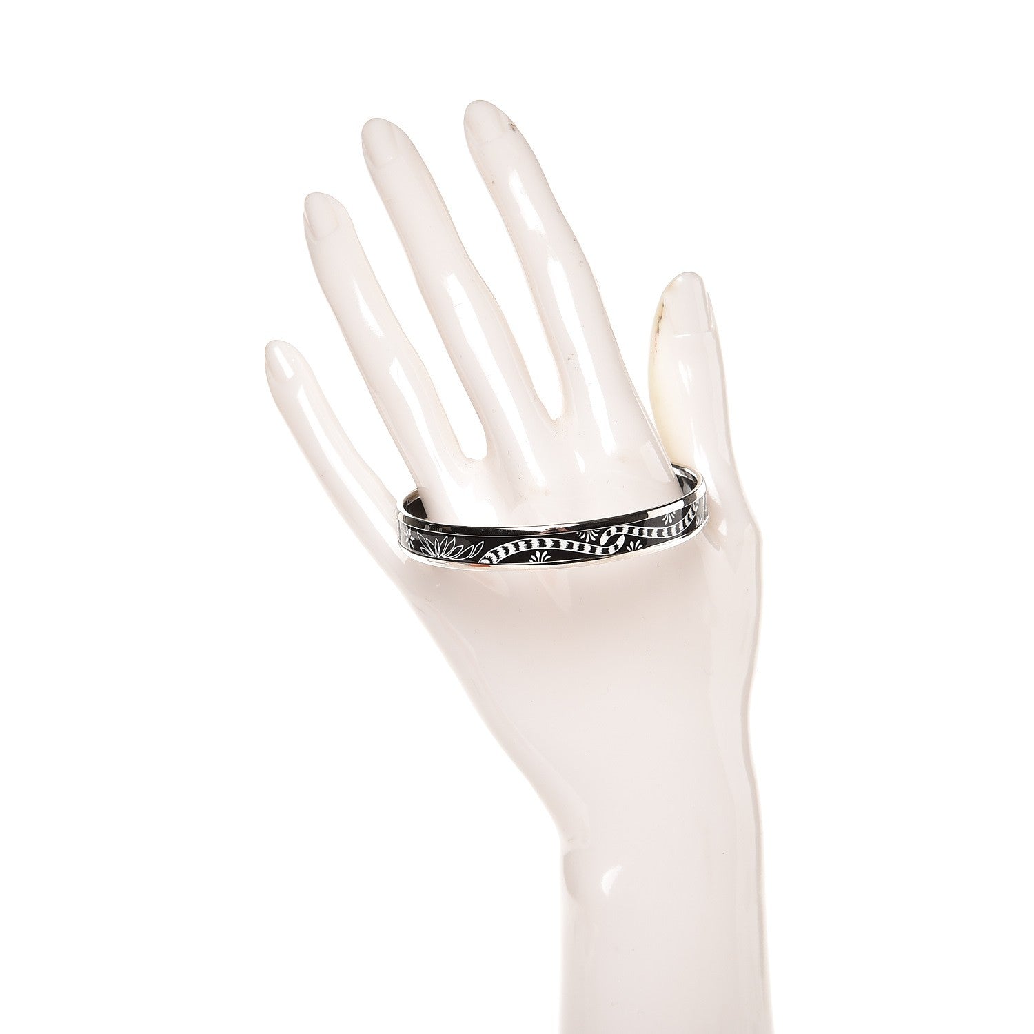 Hermes Enamel Printed Narrow Les Léopards Bracelet 65 Black 2 of 5