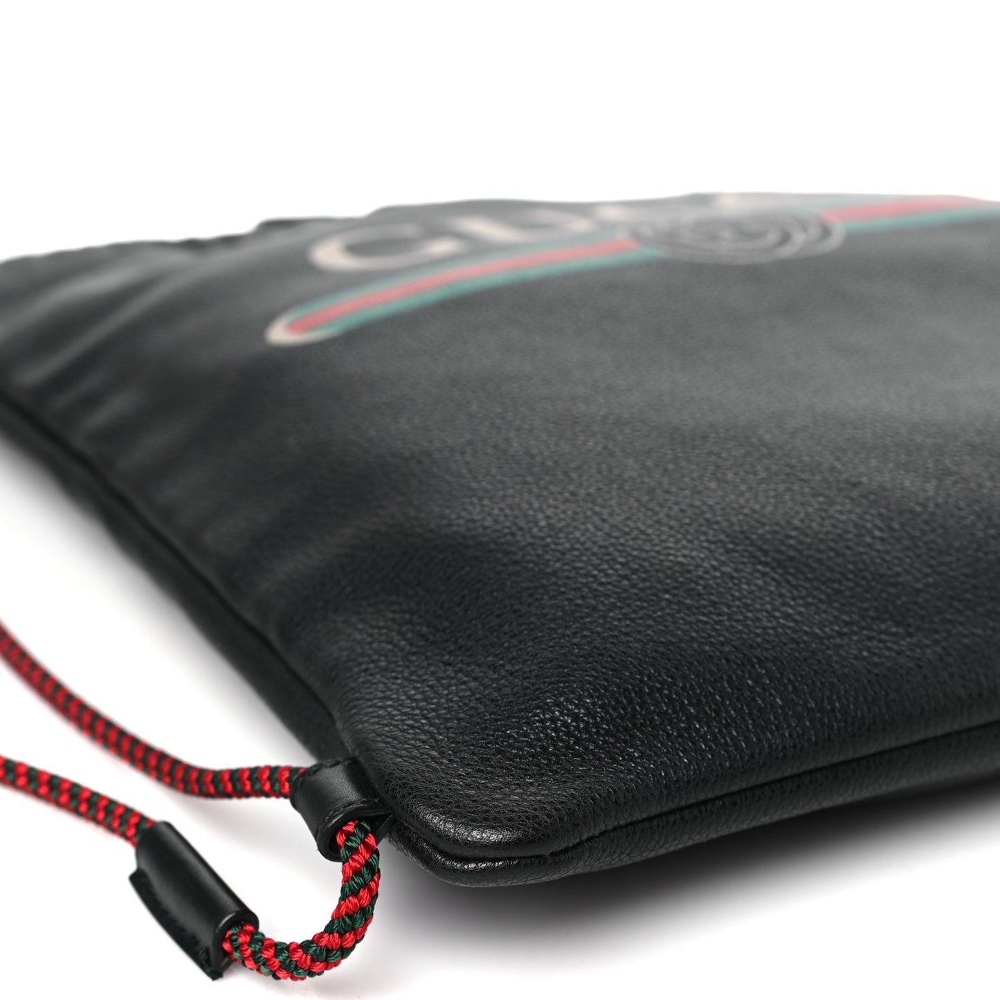 Calfskin Logo Drawstring Backpack Black