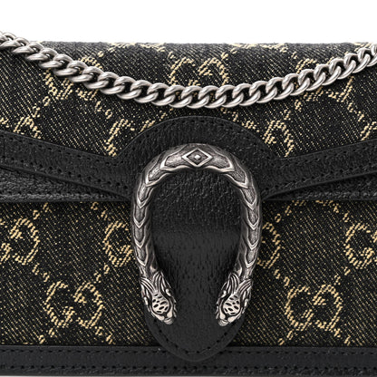 Gucci Jacquard Black Denim GG Monogram Super Mini Dionysus Shoulder Bag Black Ivory 7 of 9