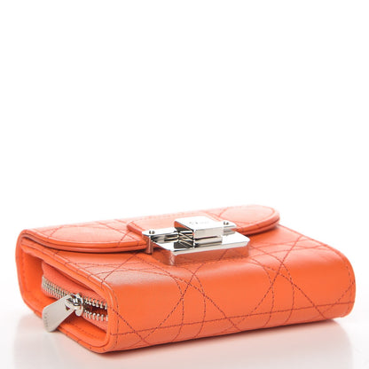 Christian Dior Calfskin Cannage Stitched Diorling Compact Wallet Sunshine 4 of 7