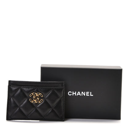 Chanel Shiny Goatskin Quilted Chanel 19 Card Holder Black 10 of 10