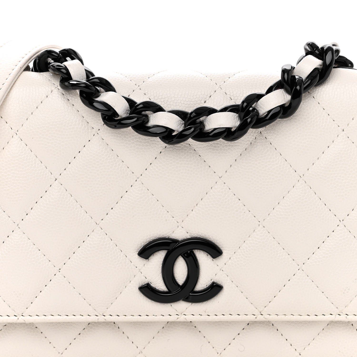 Chanel Caviar Quilted My Everything Wallet On Chain WOC White 9 of 11