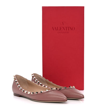 Valentino Garavani Pebbled Calfskin Rockstud Ballerina Flats 37 Dark Nude 12 of 12