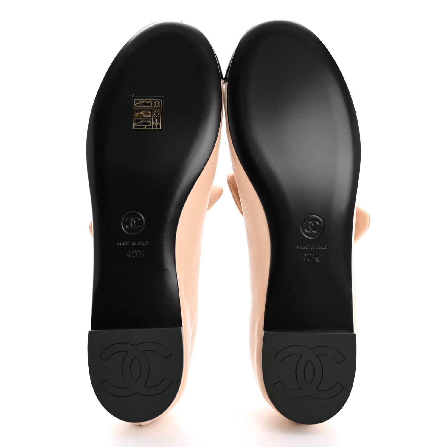 Chanel Lambskin Bow Mary Jane Flats 40.5 Beige Black 6 of 10