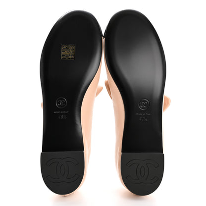 Chanel Lambskin Bow Mary Jane Flats 40.5 Beige Black 6 of 10