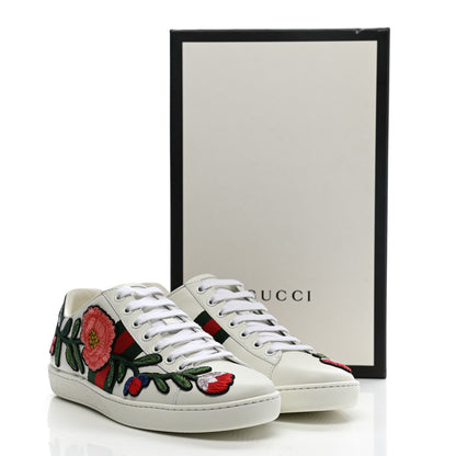 Gucci Calfskin Web Floral Embroidered Womens Ace Sneakers 38 White 10 of 10