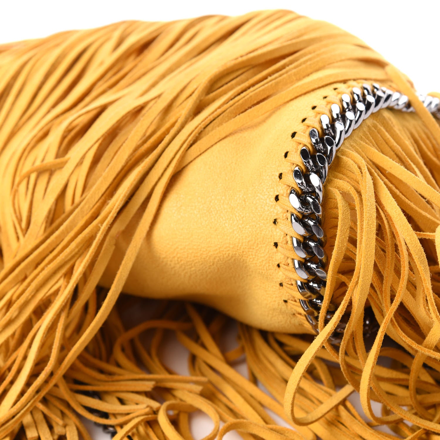 Stella McCartney Shaggy Deer Fringe Mini Falabella Tote Yellow 8 of 9