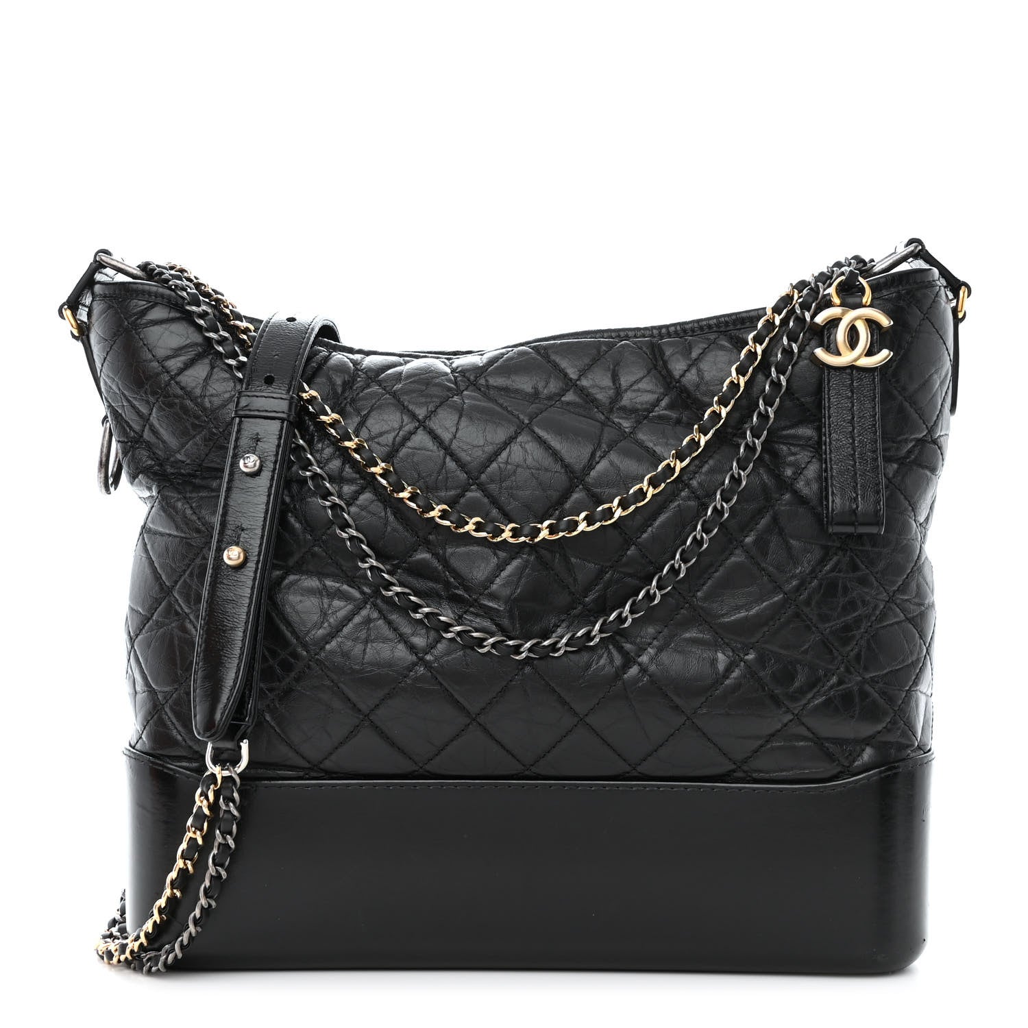Chanel Aged Calfskin Quilted Large Gabrielle Hobo Black 1 of 12