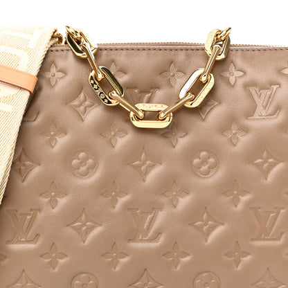 Louis Vuitton Lambskin Embossed Monogram Coussin PM Taupe 7 of 10
