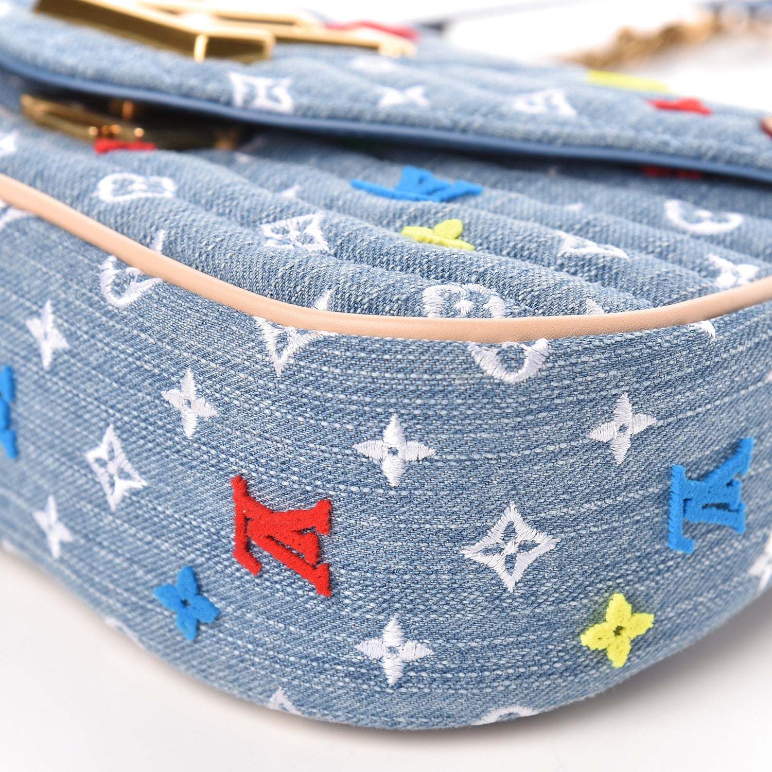 Louis Vuitton Embroidered Monogram Denim New Wave Chain MM 10 of 11