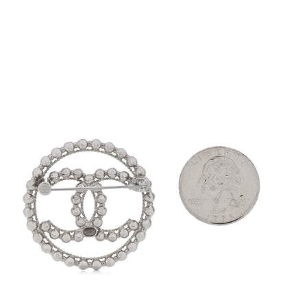 Chanel Metal Bead CC Round Brooch Silver 2 of 4