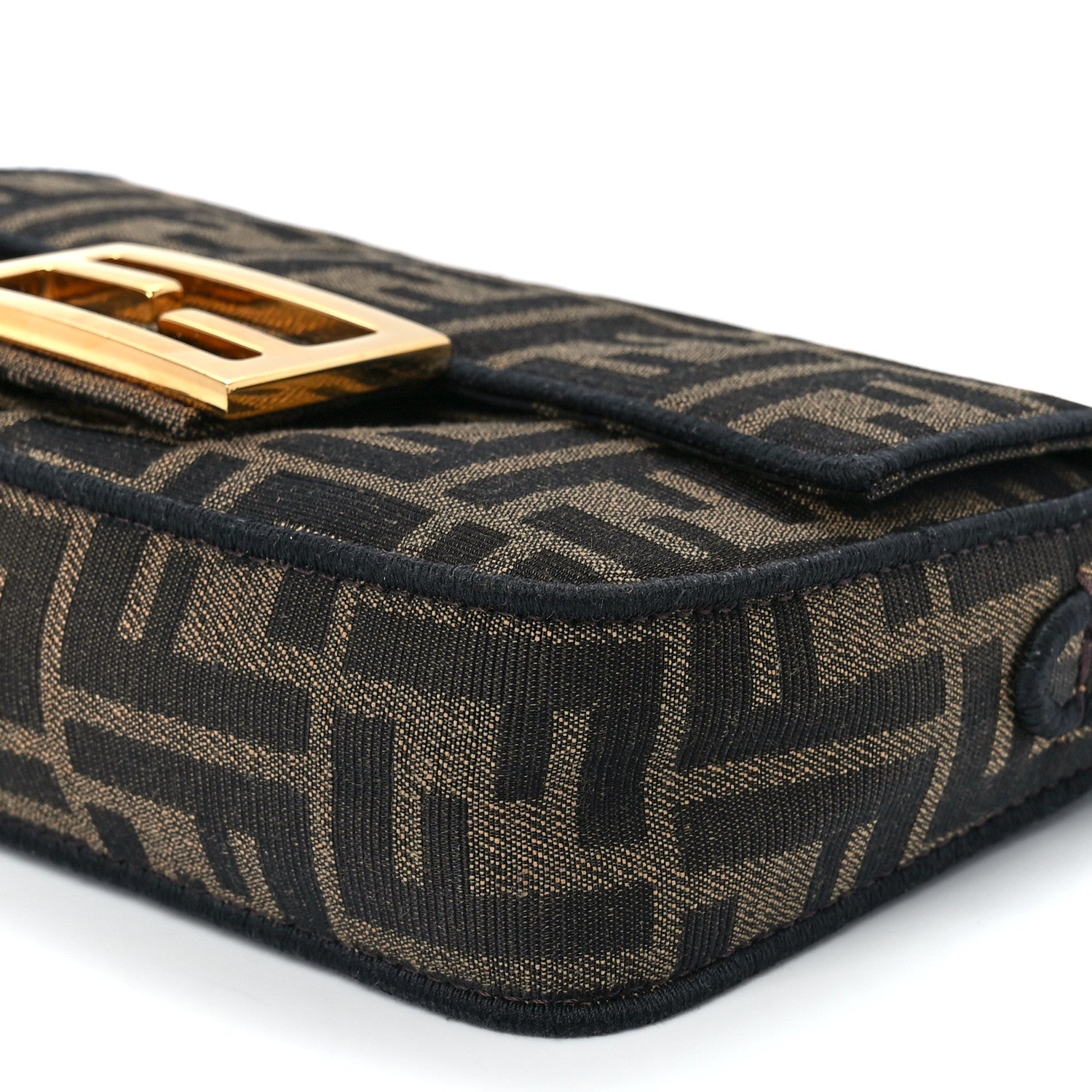 Fendi Fabric Jacquard FF 1974 Mini Baguette Tobacco Moro Black 11 of 12