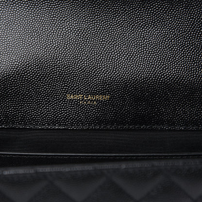 Saint Laurent Grain De Poudre Textured Mixed Matelasse Triquilt Medium Monogram Satchel Black 6 of 9