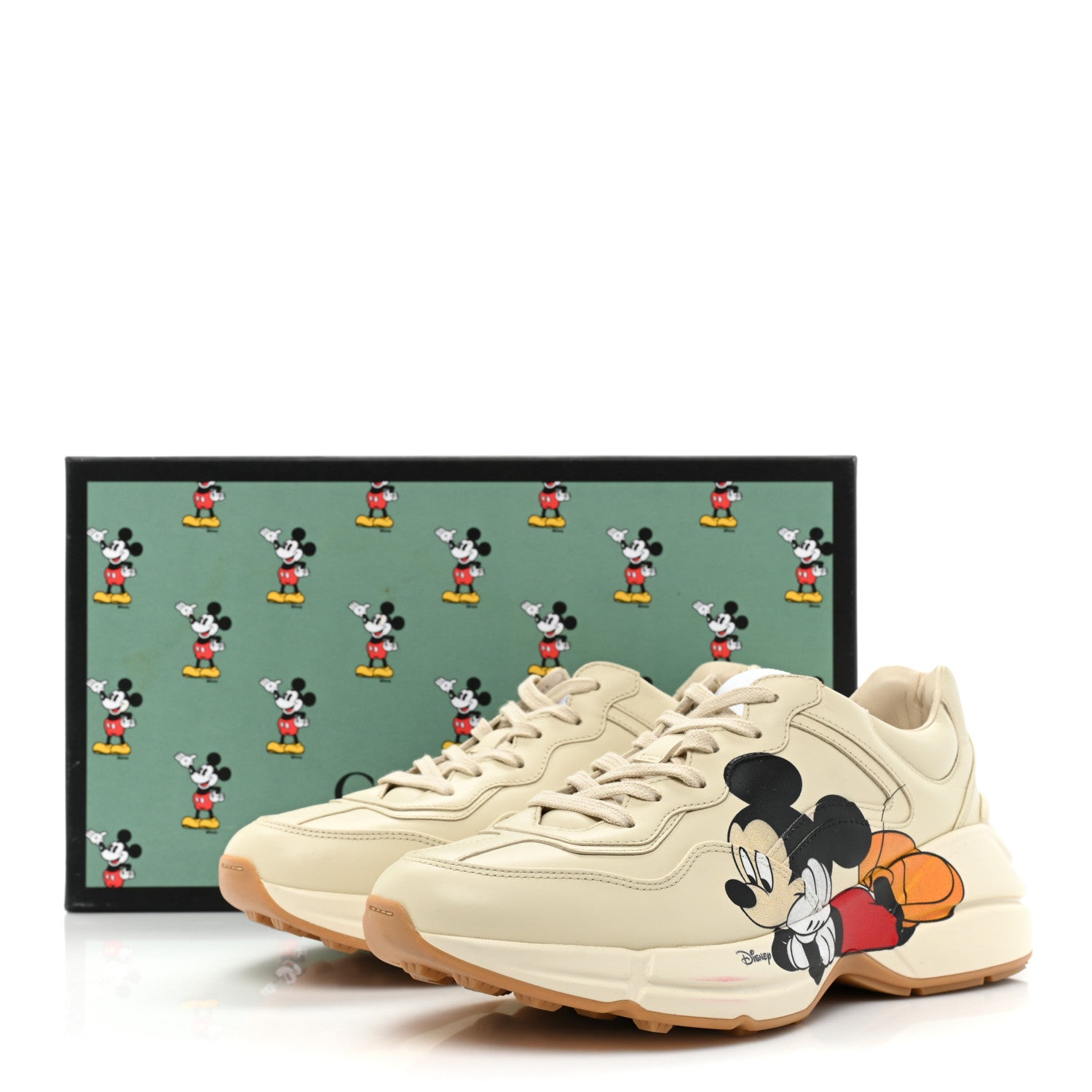 Gucci X DISNEY Calfskin Mickey Mouse Womens Rhyton Sneakers 39 Ivory 12 of 12