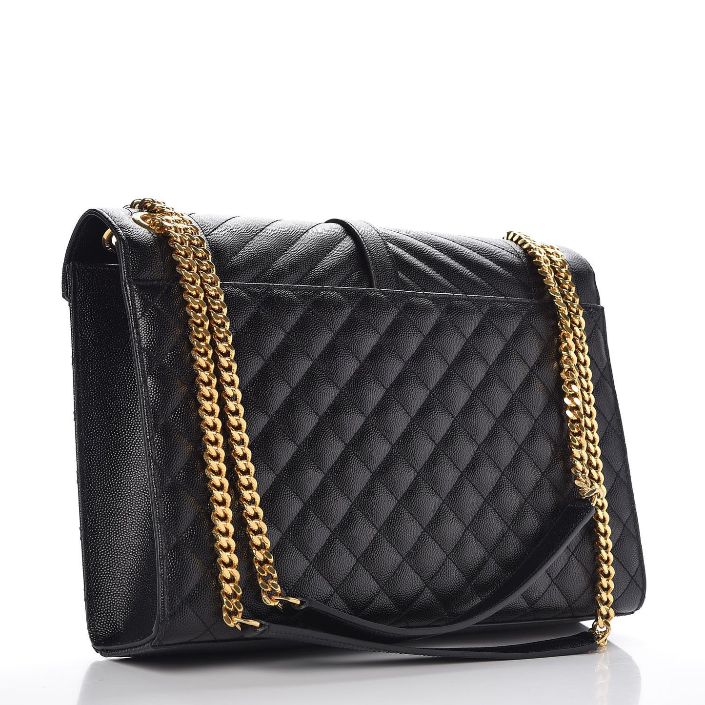 Grain De Poudre Textured Mixed Matelasse Large Triquilt Monogram Satchel Black