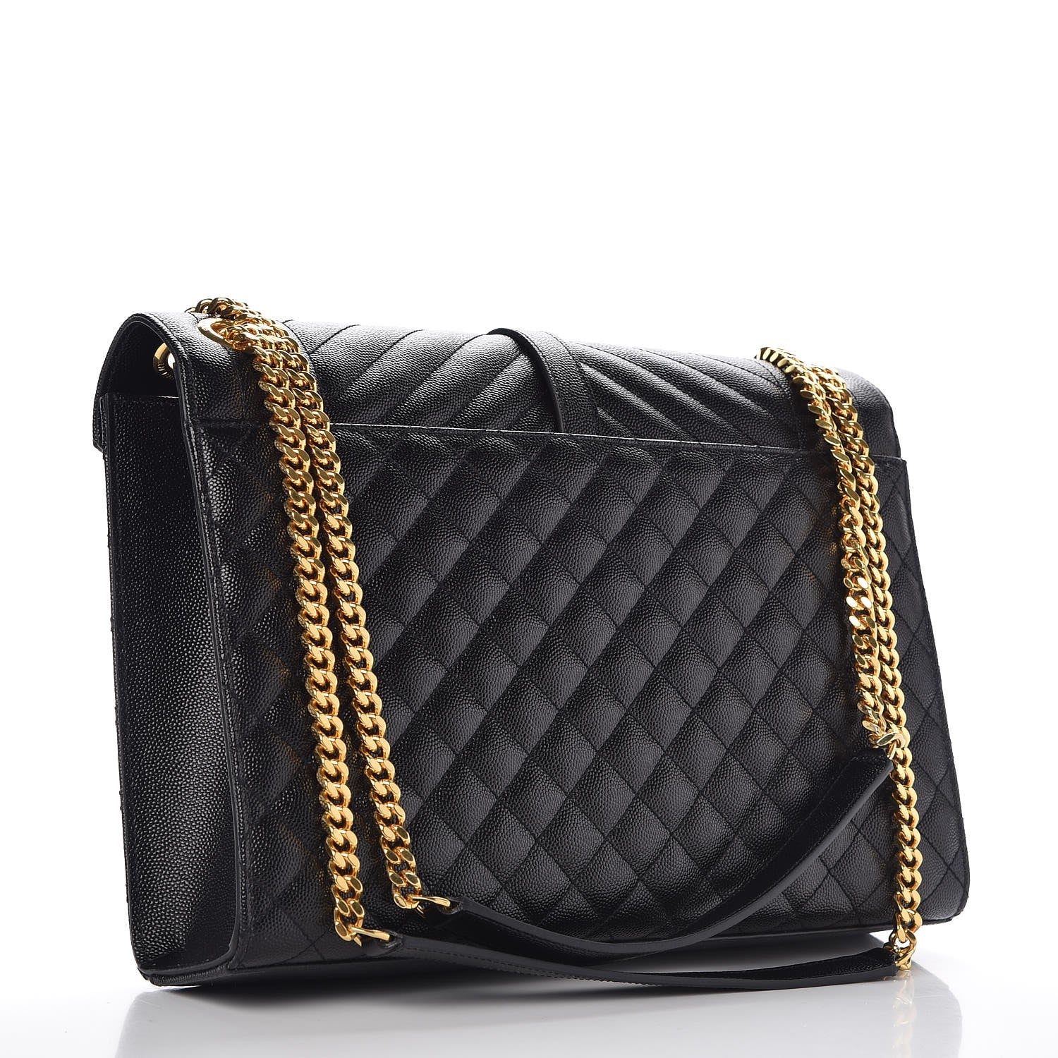 Saint Laurent Grain De Poudre Textured Mixed Matelasse Large Triquilt Monogram Satchel Black 3 of 7