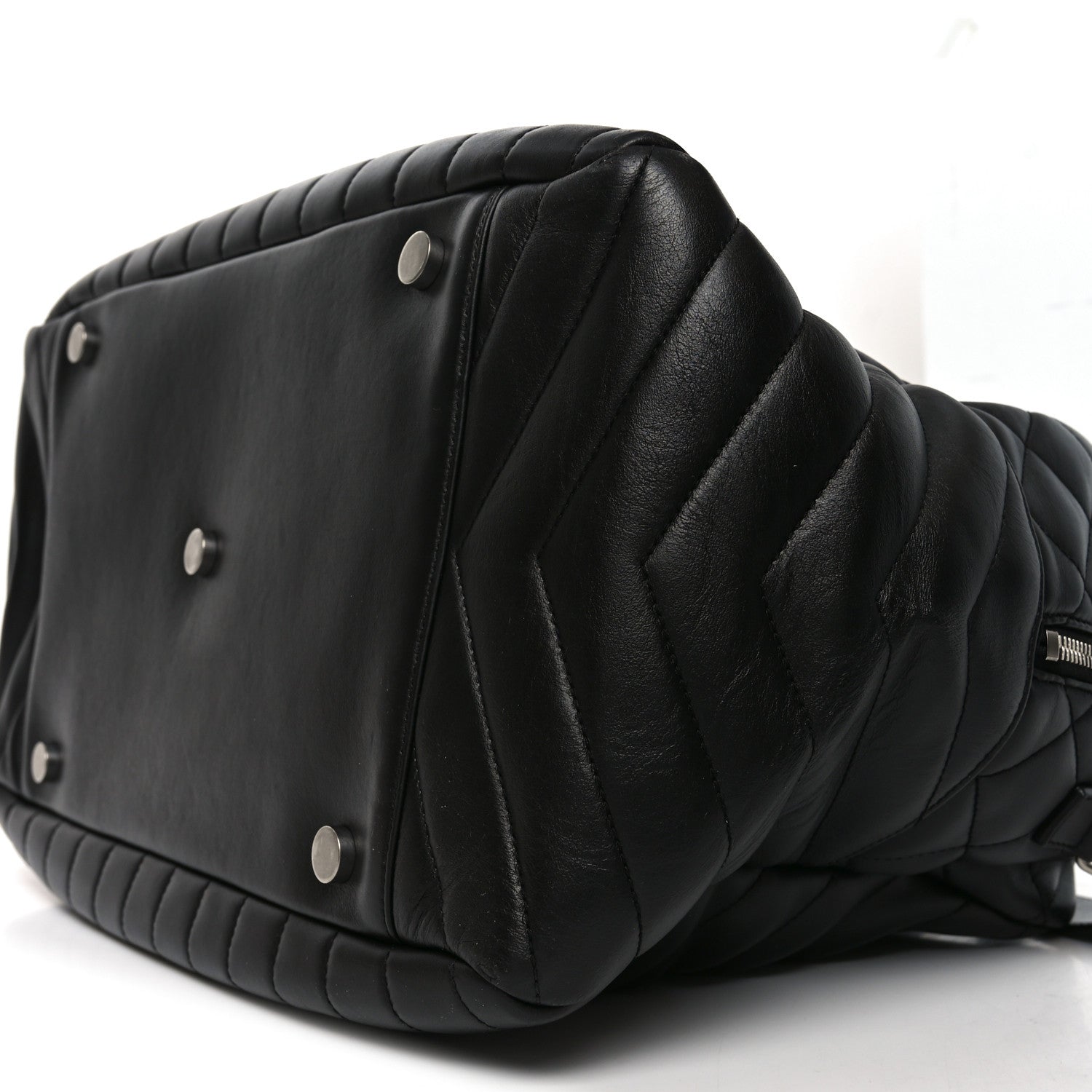 Saint Laurent Lambskin Mixed Matelasse Joan Bowling Bag Black 10 of 11