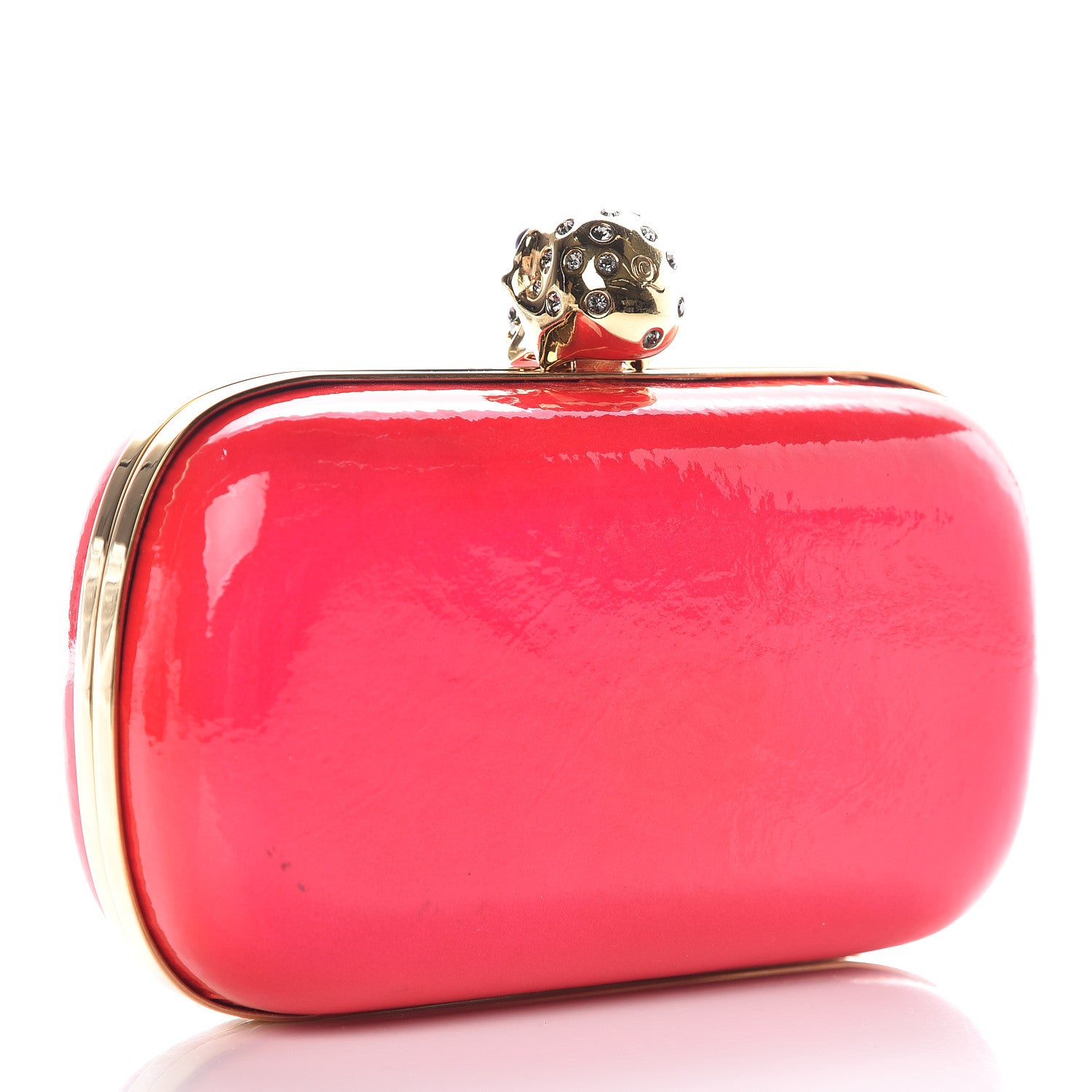 Alexander McQueen Patent Crystal Skull Box Clutch Pink 3 of 7
