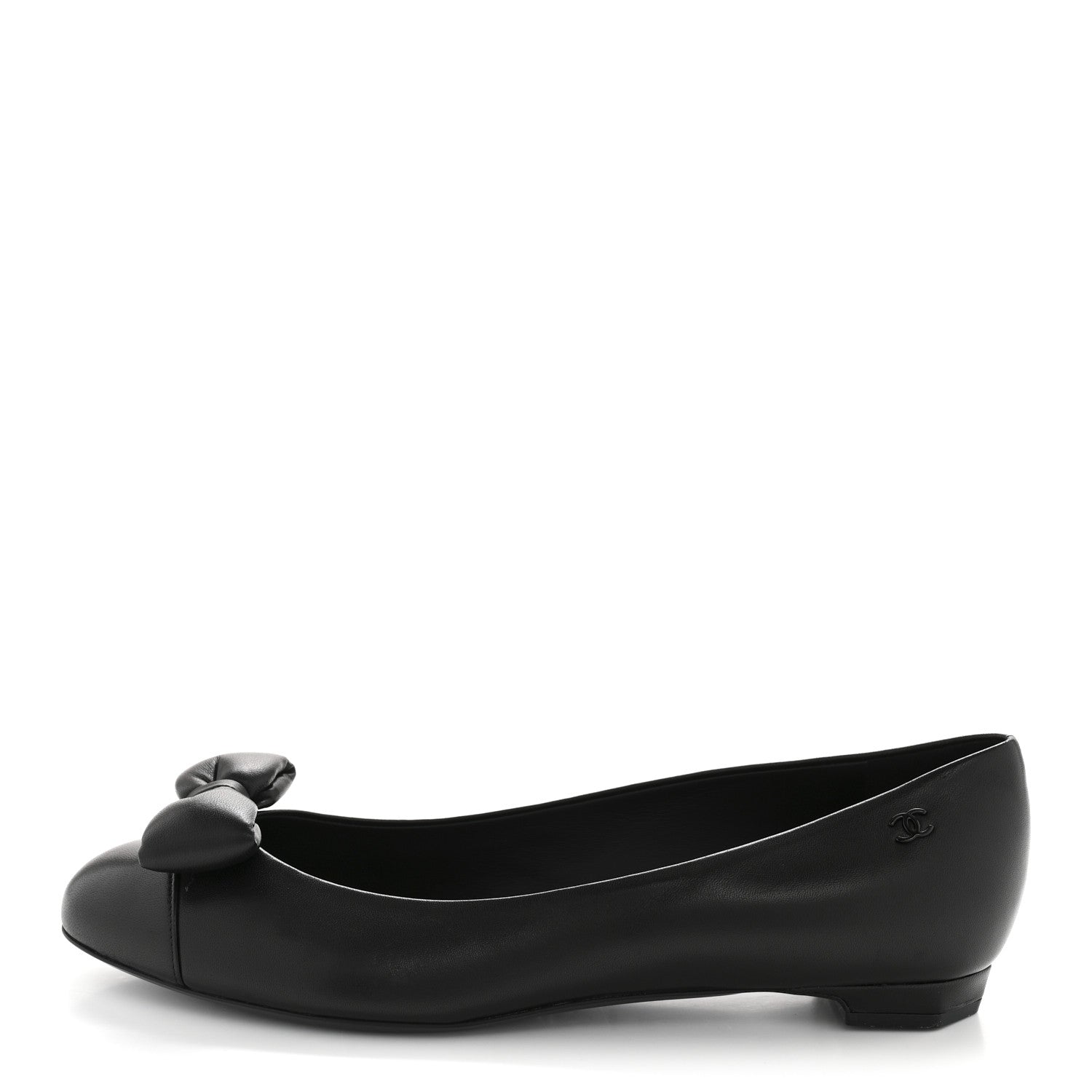 Chanel Lambskin CC Cap Toe Bow Ballerina Flats 39.5 Black 2 of 20