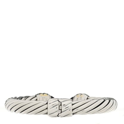David Yurman Sterling Silver 14K Yellow Gold Black Onyx 10mm Cable Classics Hinged Bracelet 2 of 3