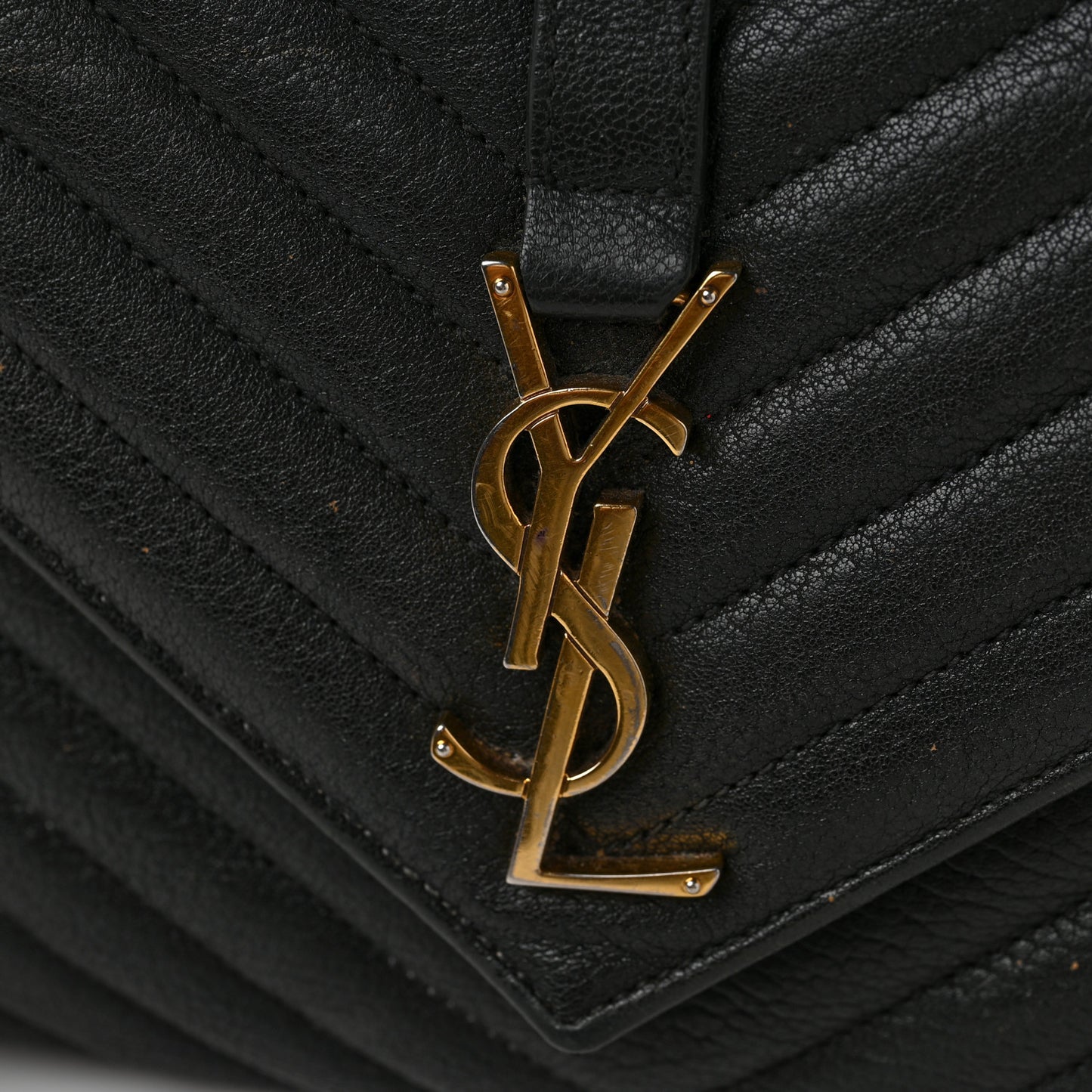 Sheepskin Matelasse Chevron Monogram Medium College Bag Black