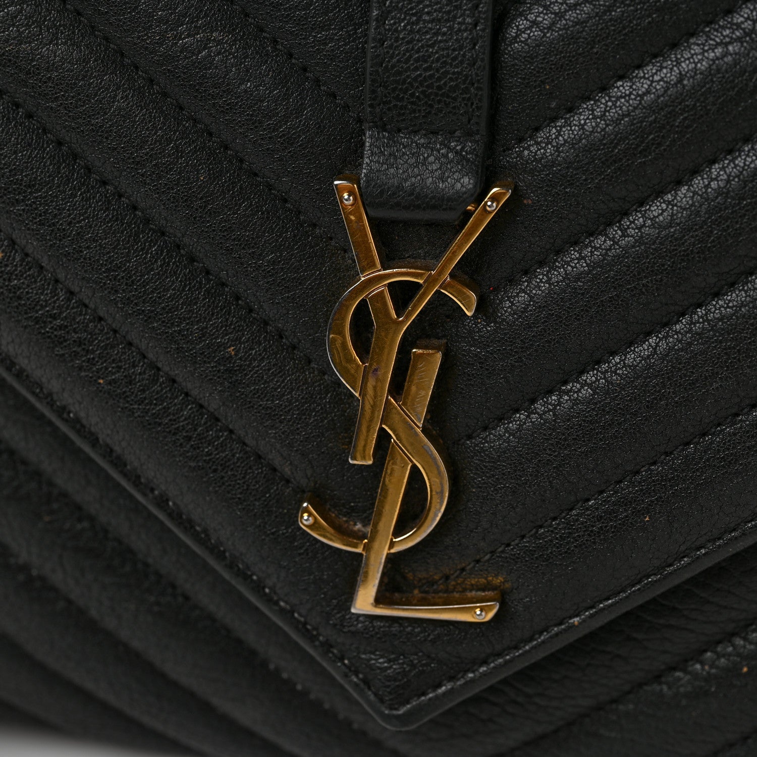 Saint Laurent Sheepskin Matelasse Chevron Monogram Medium College Bag Black 10 of 19