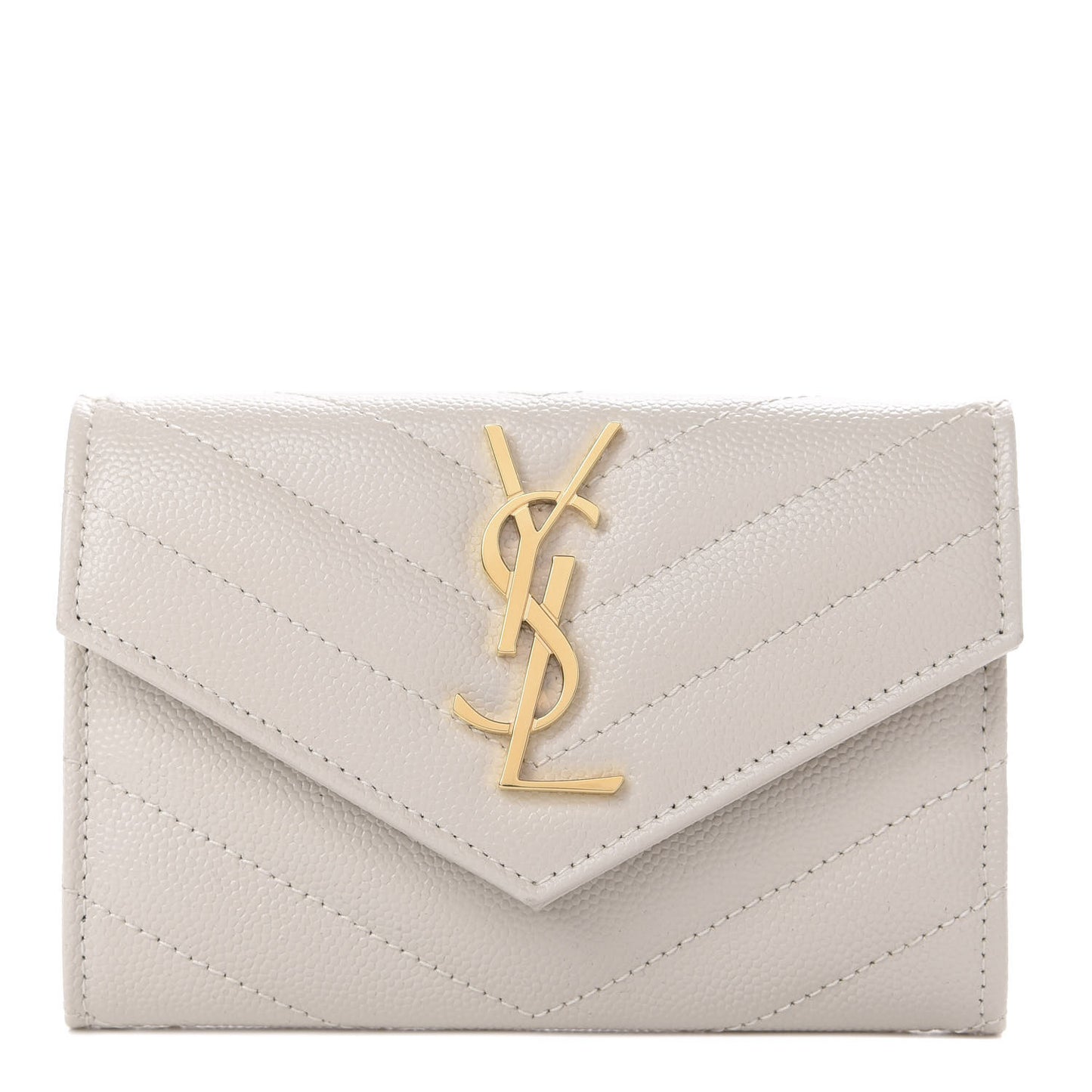 Grain De Poudre Matelasse Chevron Small Monogram Envelope Wallet Crema Soft