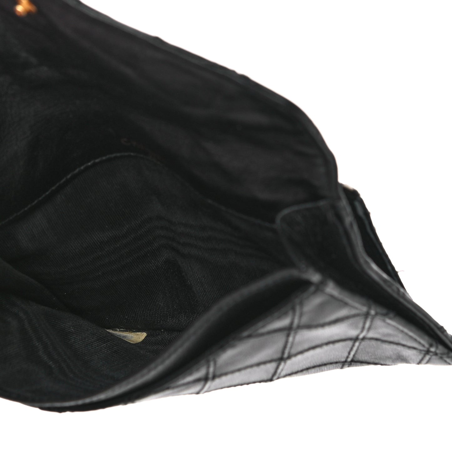 Lambskin Diamond Stitched Flap Wallet Black